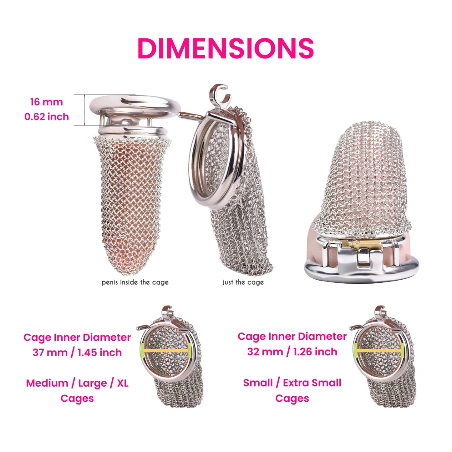 Extra Large Mesh Net Chain Mail Metal Chastity Cage Device