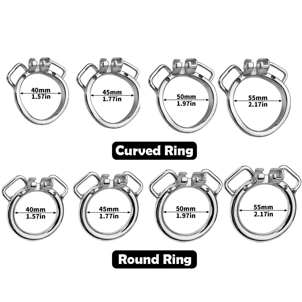 Metal Flat Chastity Cage with Dildo & Inverted Cup Accessory