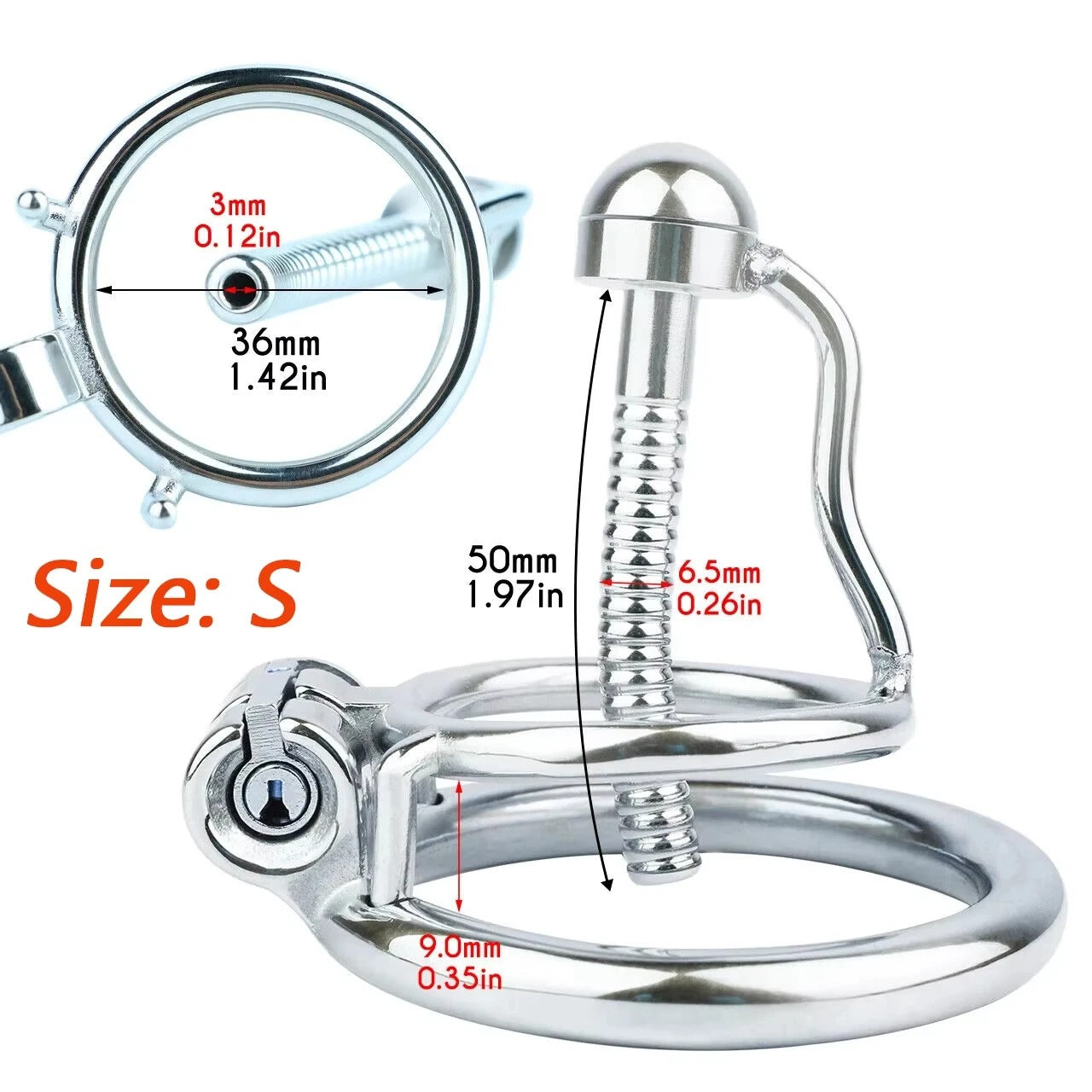 Stainless Steel Urethral Catheter Design Chastity Cage