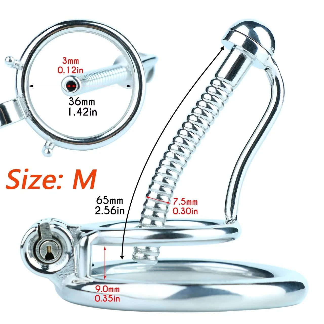 Stainless Steel Urethral Catheter Design Chastity Cage