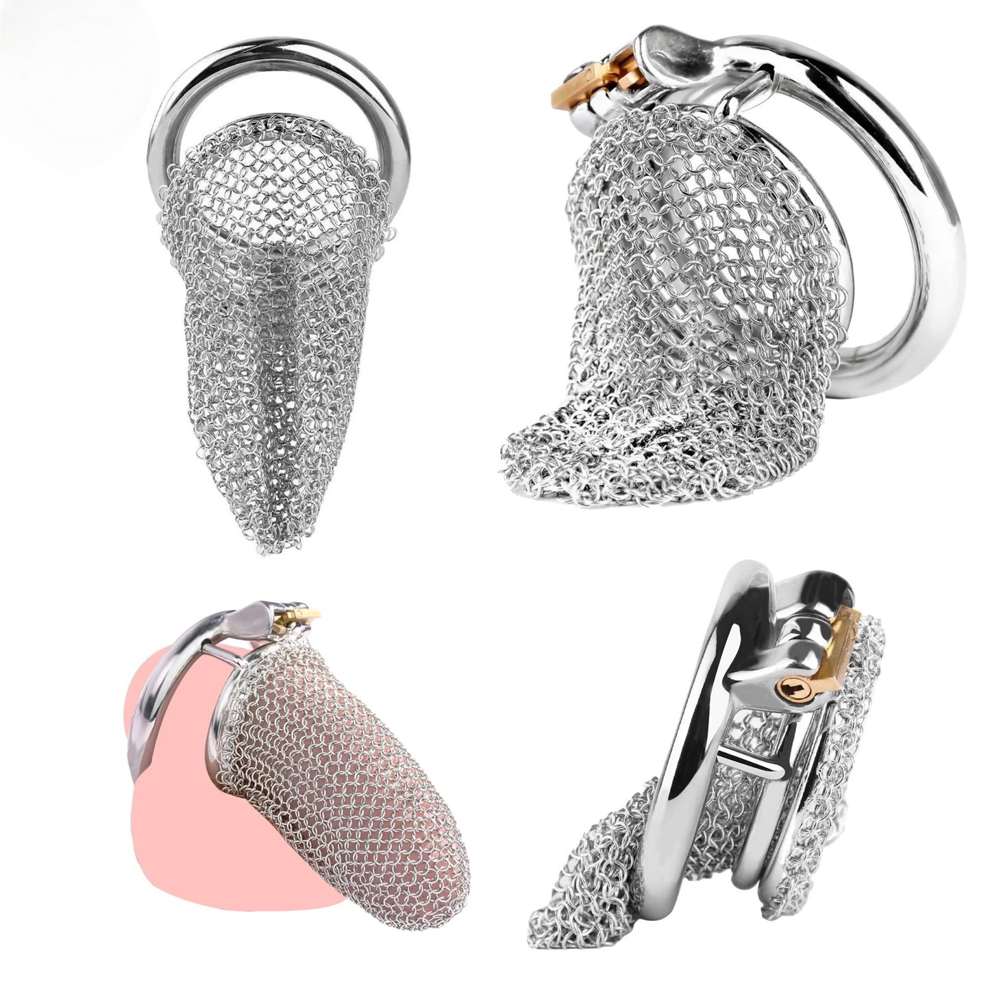 Large Mesh Net Chain Mail Metal Chastity Cage Device