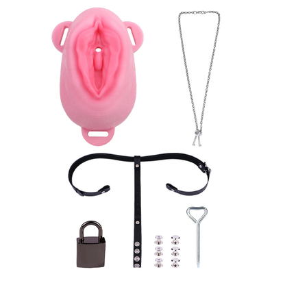 Pussy Shaped Silicone Vagina Chastity Cage Design 3