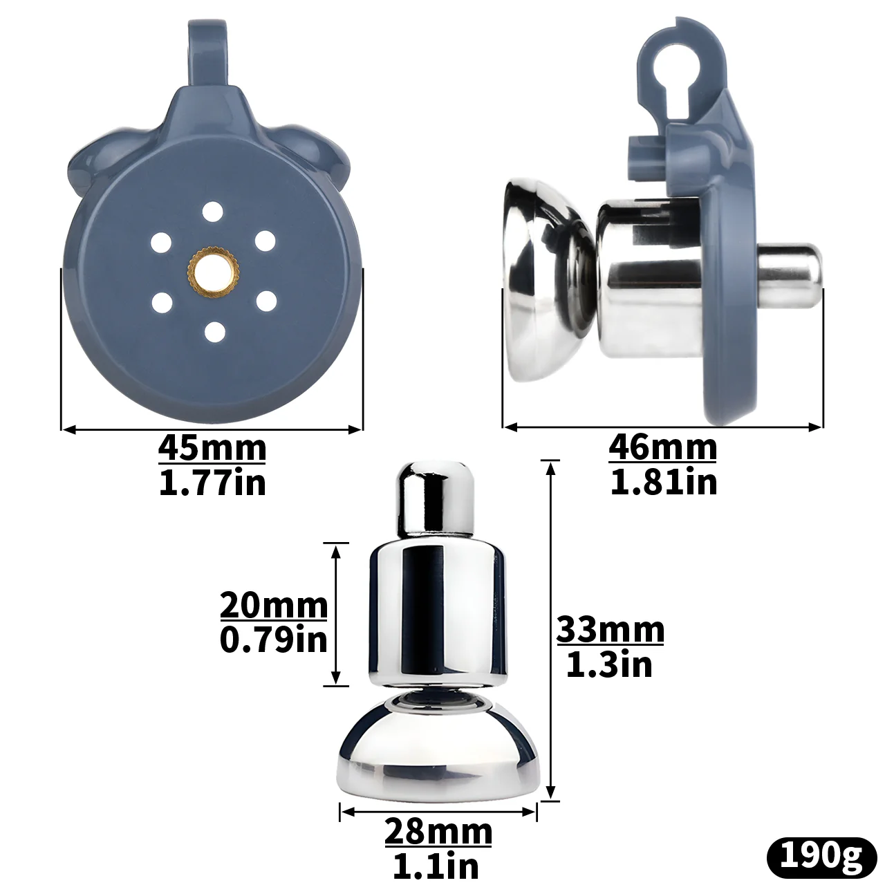 Plastic Flat Shaped Inverted Chastity Cage
