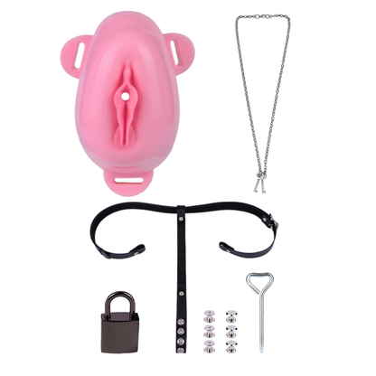 Pussy Shaped Silicone Vagina Chastity Cage Design 1