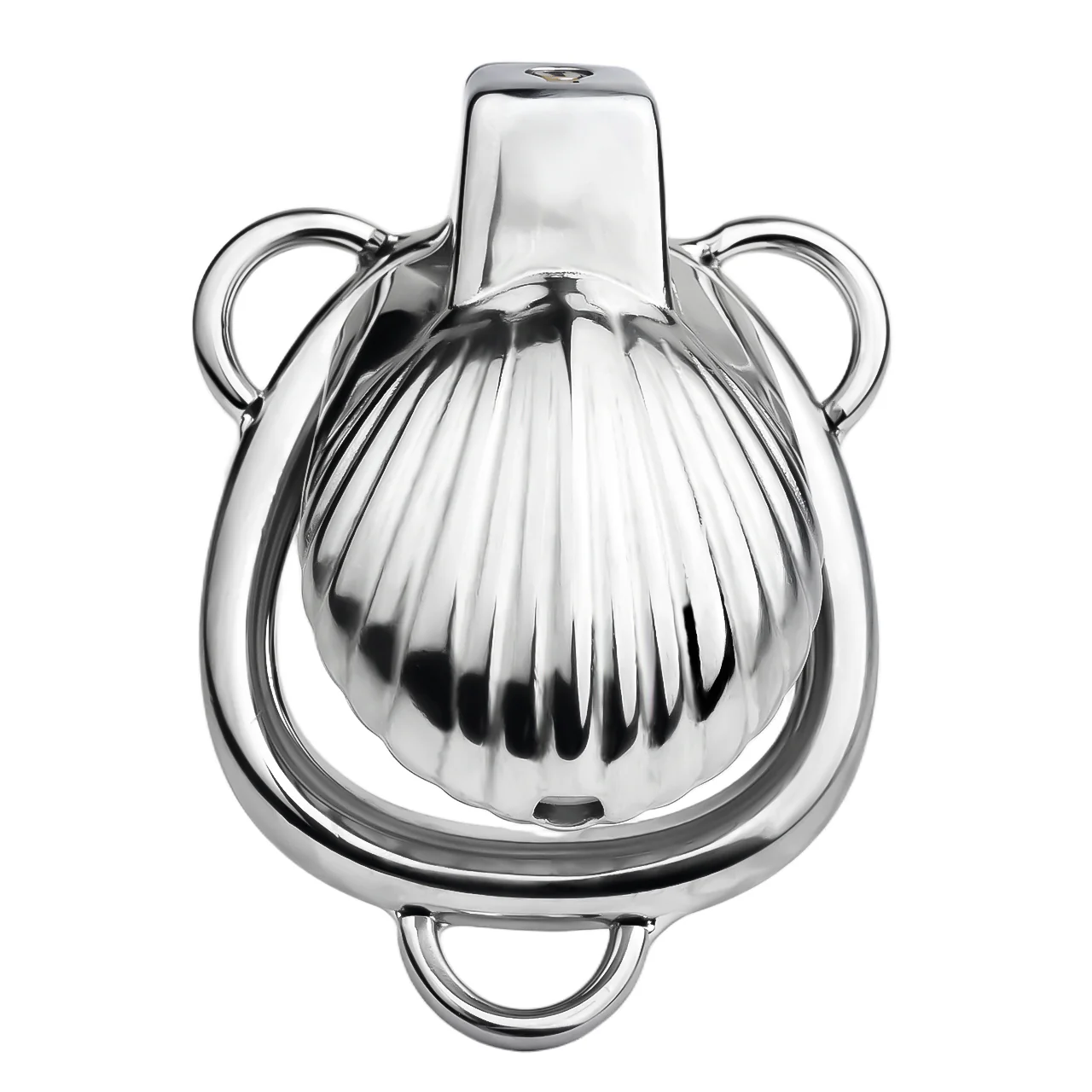 Metal Sea Shell Design Chastity Cage with Butt Plug