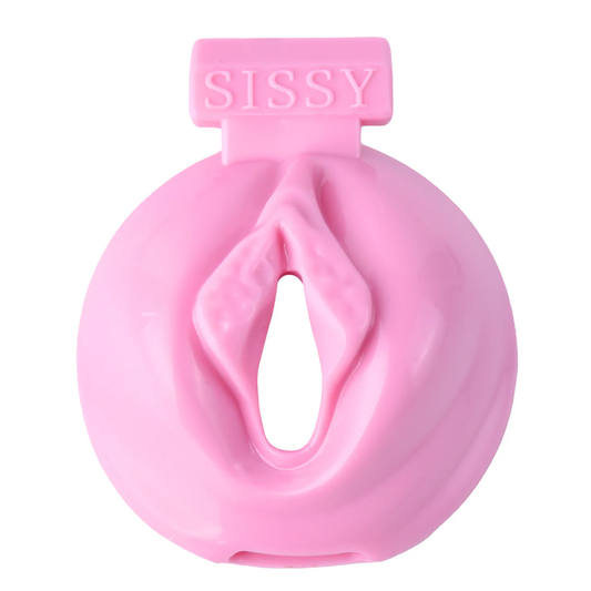 Pussy Shaped Sissy Logo Plastic Chastity Cage
