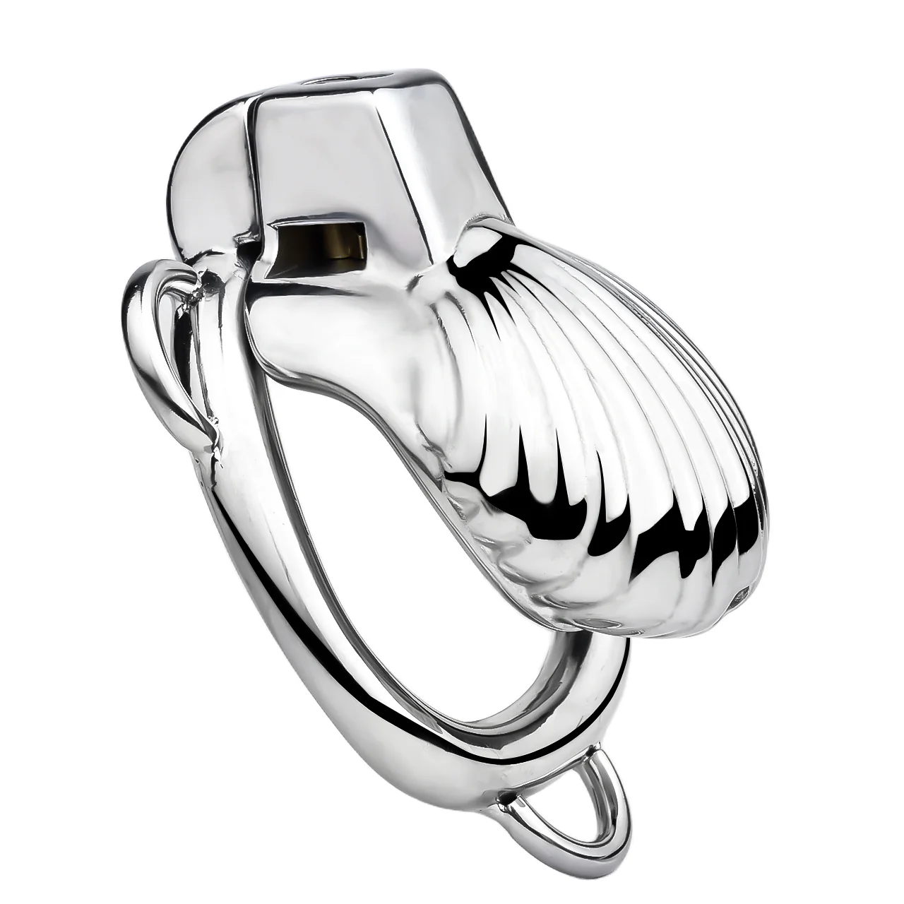 Metal Sea Shell Design Chastity Cage with Butt Plug