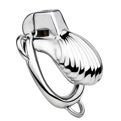 Metal Sea Shell Design Chastity Cage with Butt Plug