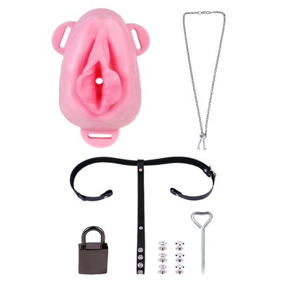 Pussy Shaped Silicone Vagina Chastity Cage Design 2