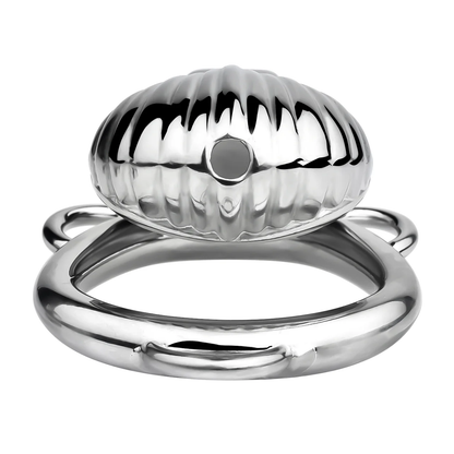 Metal Sea Shell Design Chastity Cage with Butt Plug