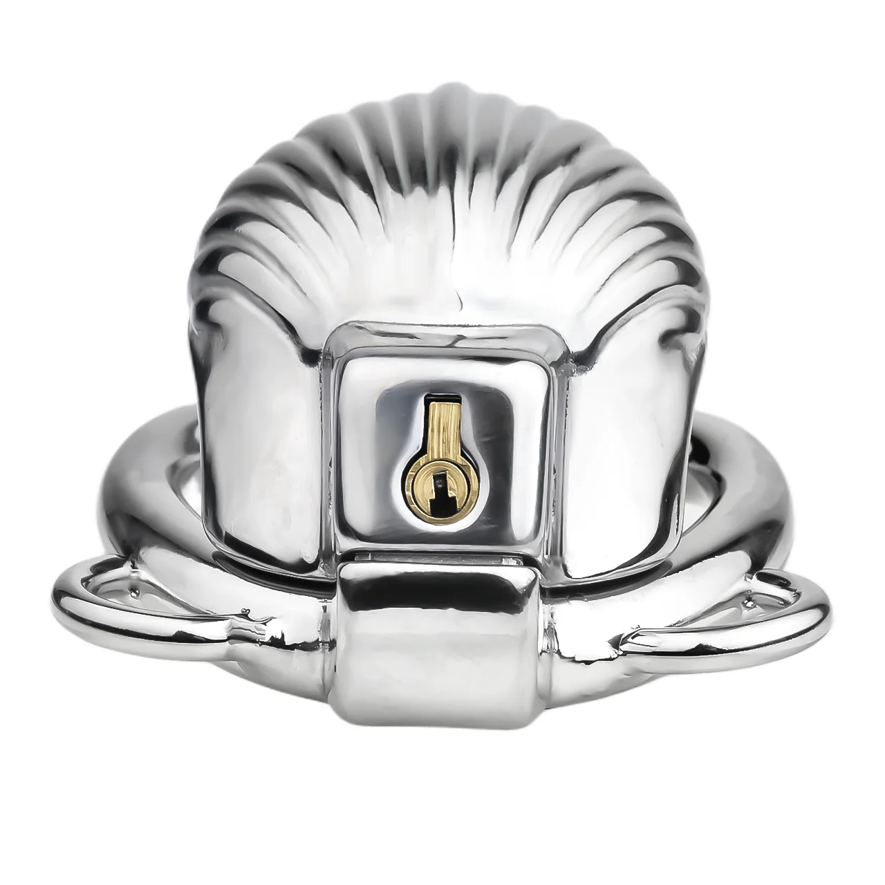 Metal Sea Shell Design Chastity Cage with Butt Plug