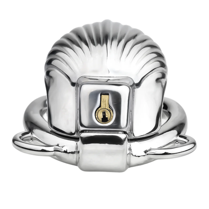 Metal Sea Shell Design Chastity Cage with Butt Plug