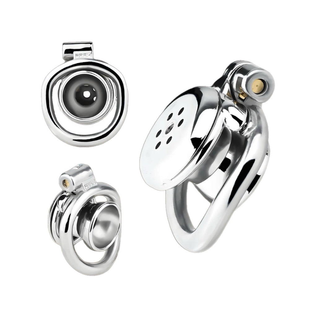 Metal Flat Shaped Inverted Chastity Cage