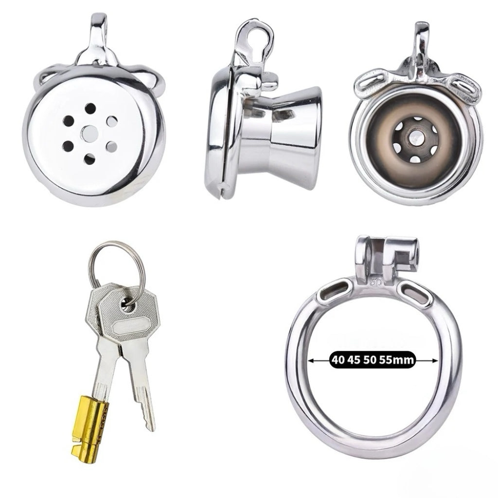 Metal Flat Shaped Inverted Chastity Cage