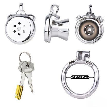 Metal Flat Shaped Inverted Chastity Cage