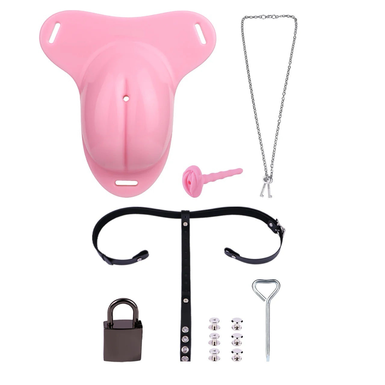 Pussy Shaped Silicone Vagina Chastity Cage Design 5