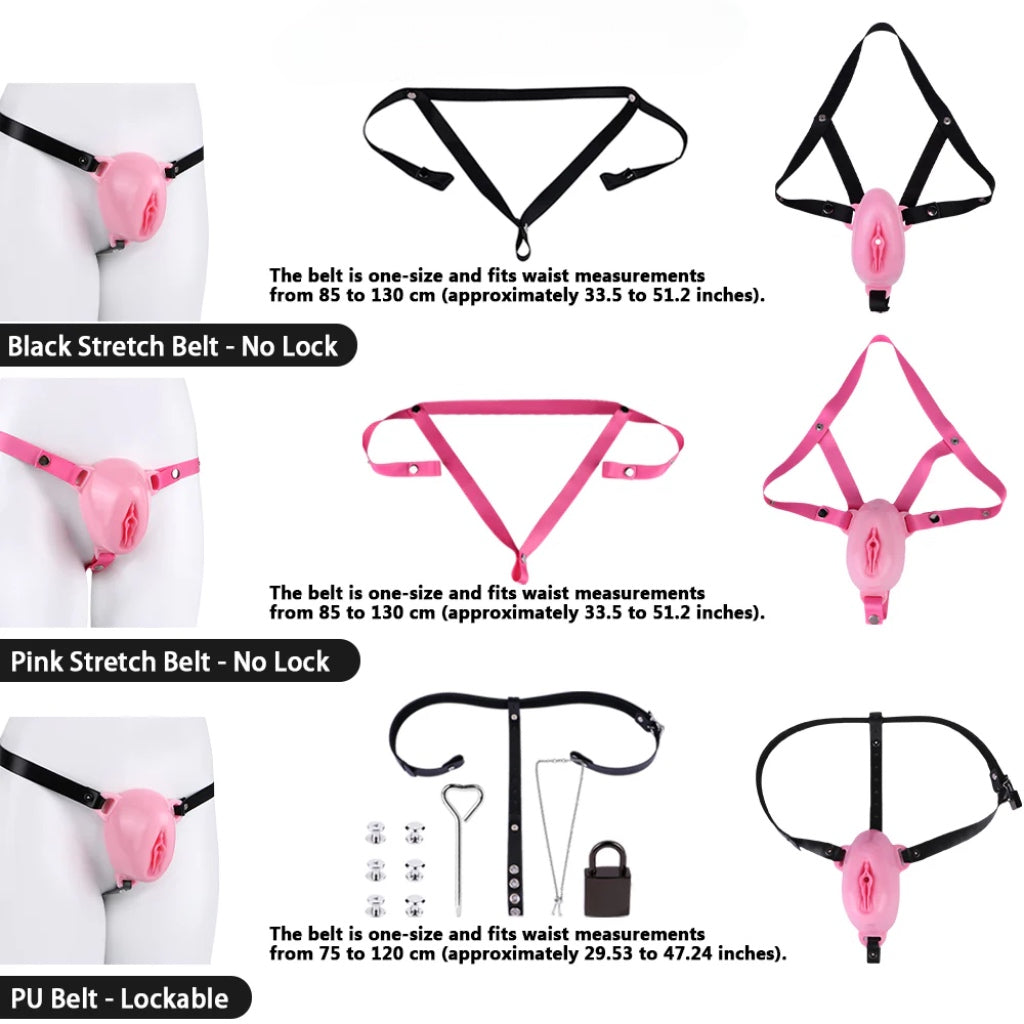Pussy Shaped Silicone Vagina Chastity Cage Design 1