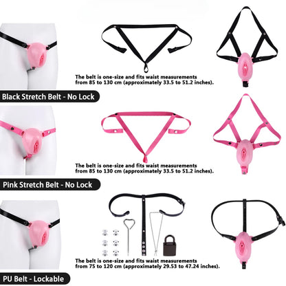 Pussy Shaped Silicone Vagina Chastity Cage Design 1