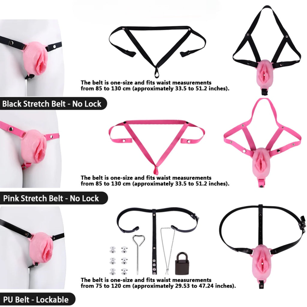 Pussy Shaped Silicone Vagina Chastity Cage Design 2