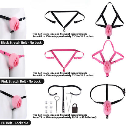 Pussy Shaped Silicone Vagina Chastity Cage Design 2