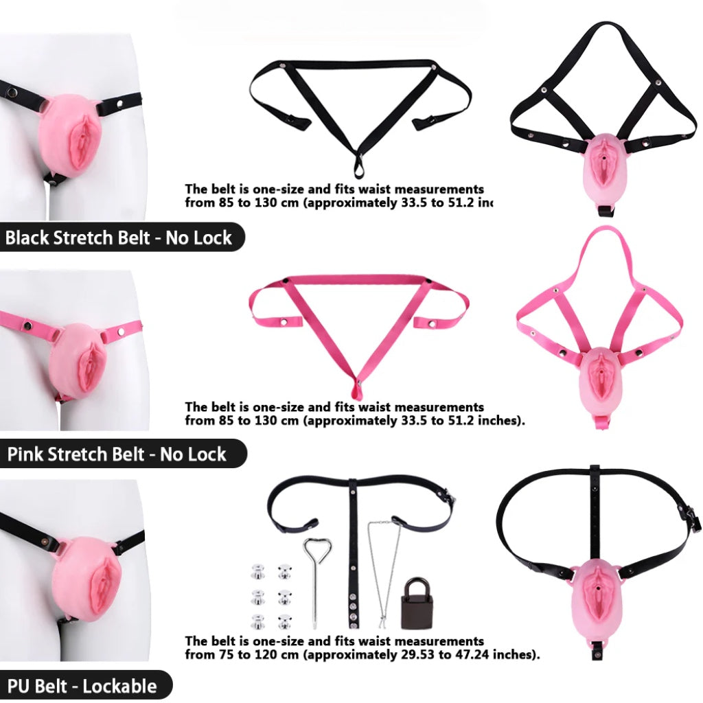 Pussy Shaped Silicone Vagina Chastity Cage Design 3