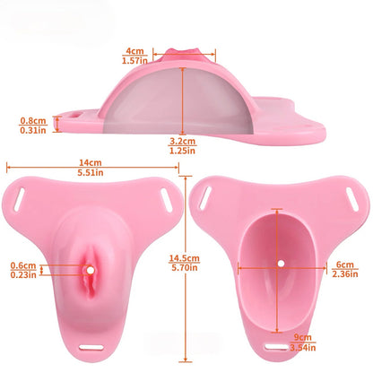 Pussy Shaped Silicone Vagina Chastity Cage Design 4