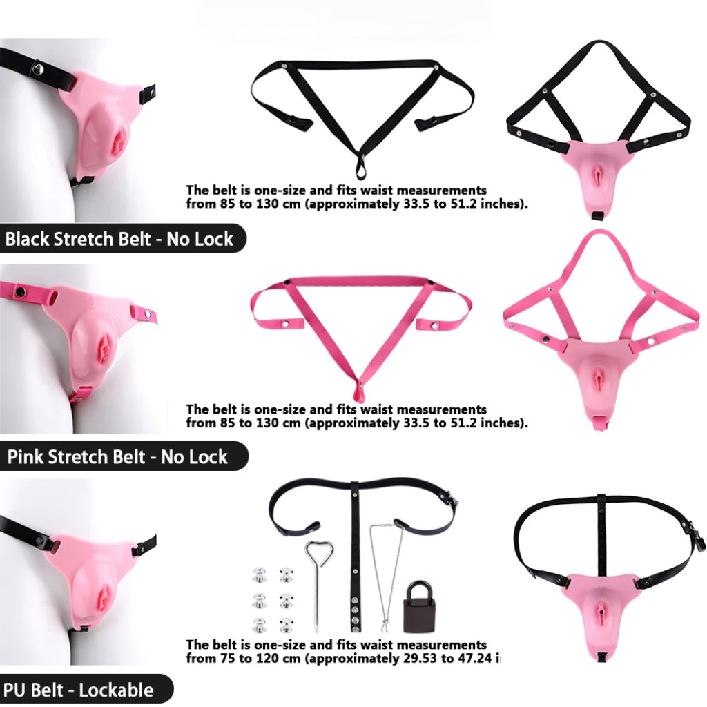 Pussy Shaped Silicone Vagina Chastity Cage Design 4