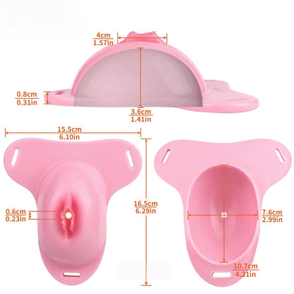 Pussy Shaped Silicone Vagina Chastity Cage Design 4