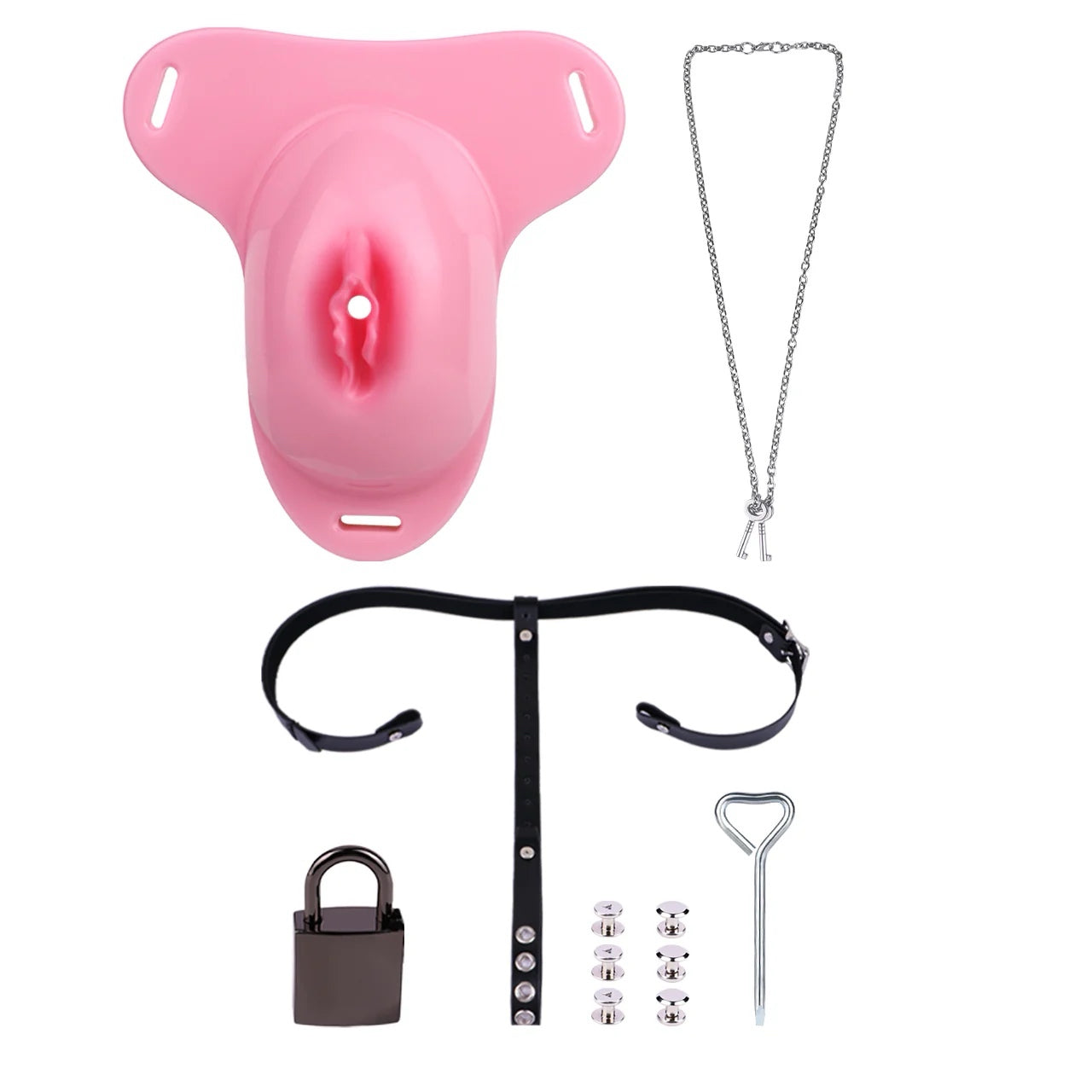 Pussy Shaped Silicone Vagina Chastity Cage Design 4
