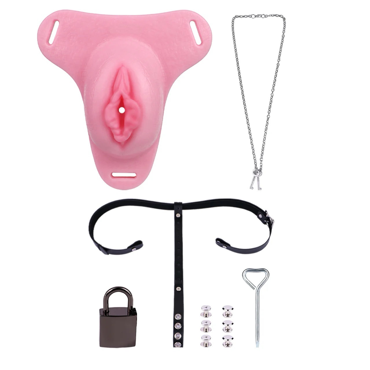 Pussy Shaped Silicone Vagina Chastity Cage Design 6