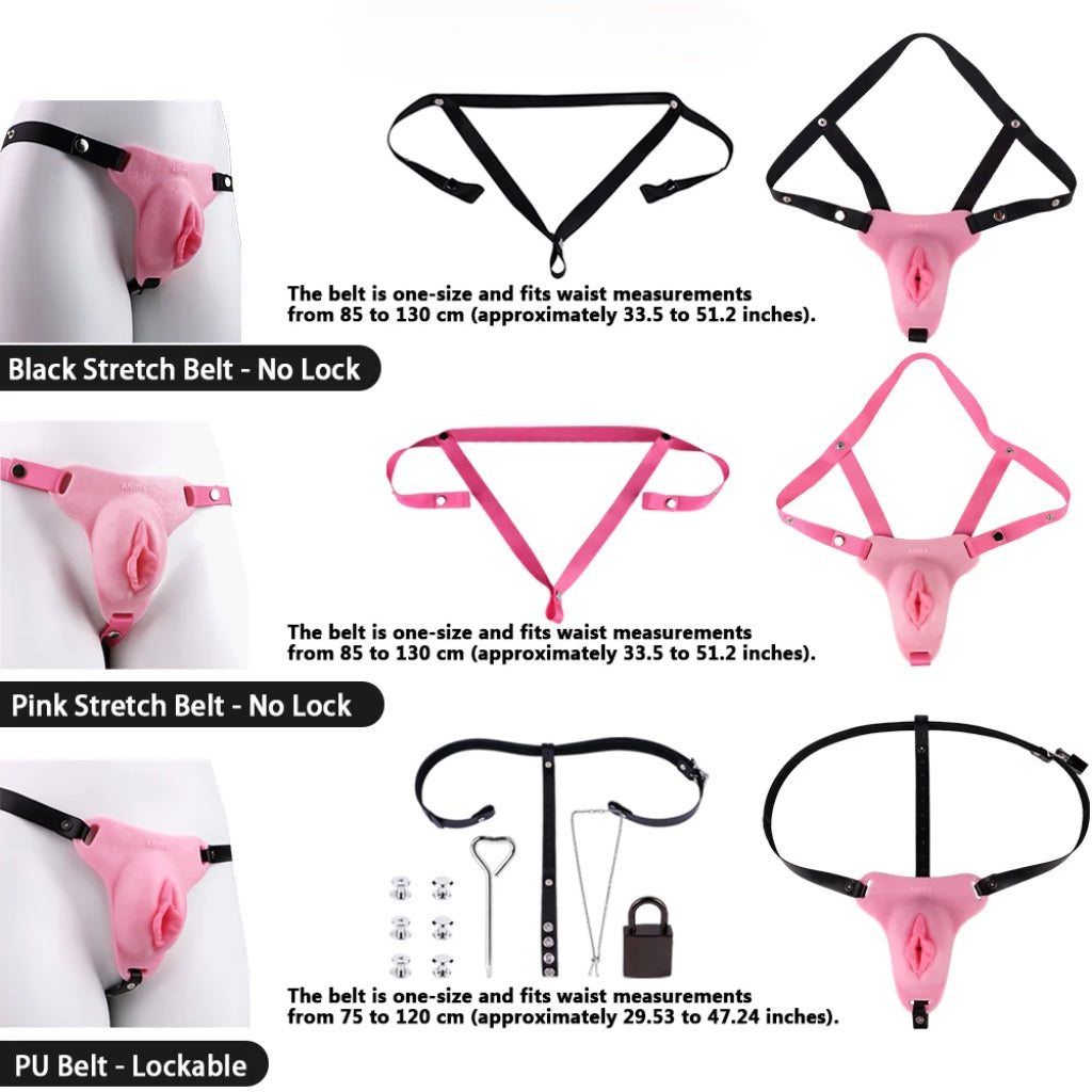 Pussy Shaped Silicone Vagina Chastity Cage Design 6