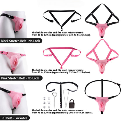 Pussy Shaped Silicone Vagina Chastity Cage Design 6
