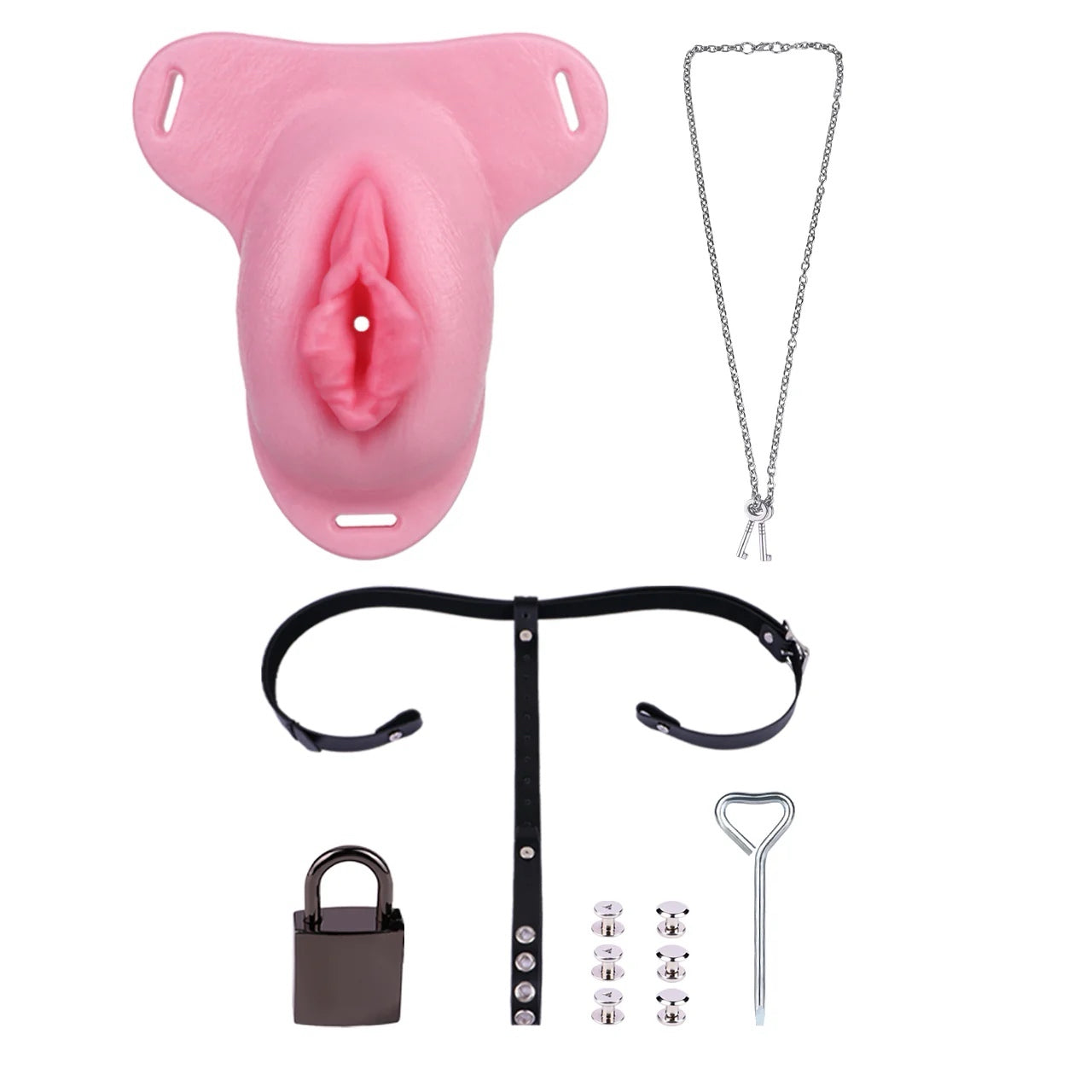 Pussy Shaped Silicone Vagina Chastity Cage Design 6