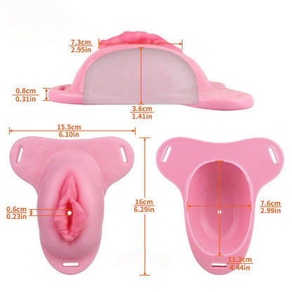 Pussy Shaped Silicone Vagina Chastity Cage Design 6
