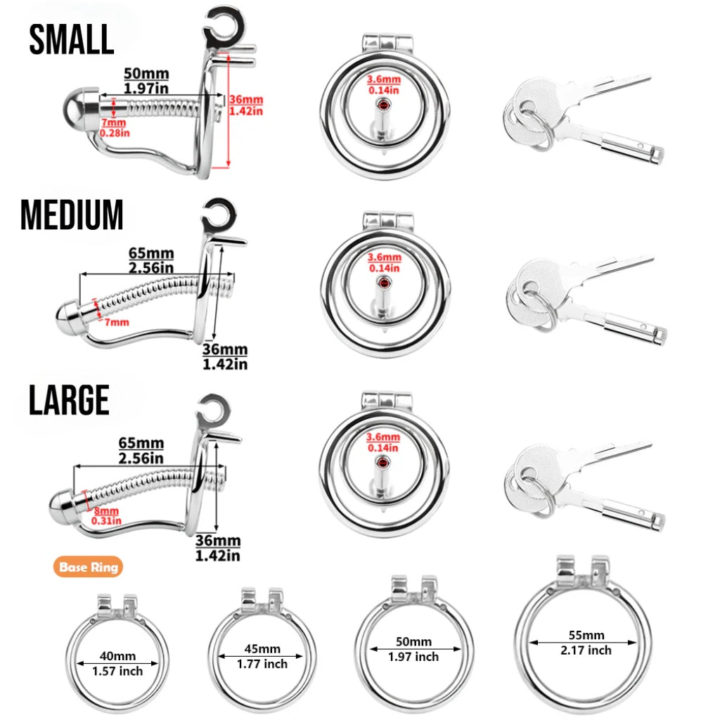 Stainless Steel Urethral Catheter Design Chastity Cage