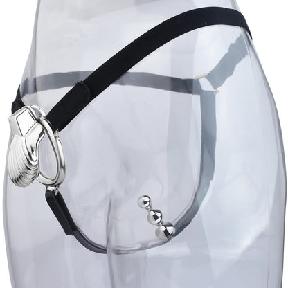 Metal Sea Shell Design Chastity Cage with Butt Plug