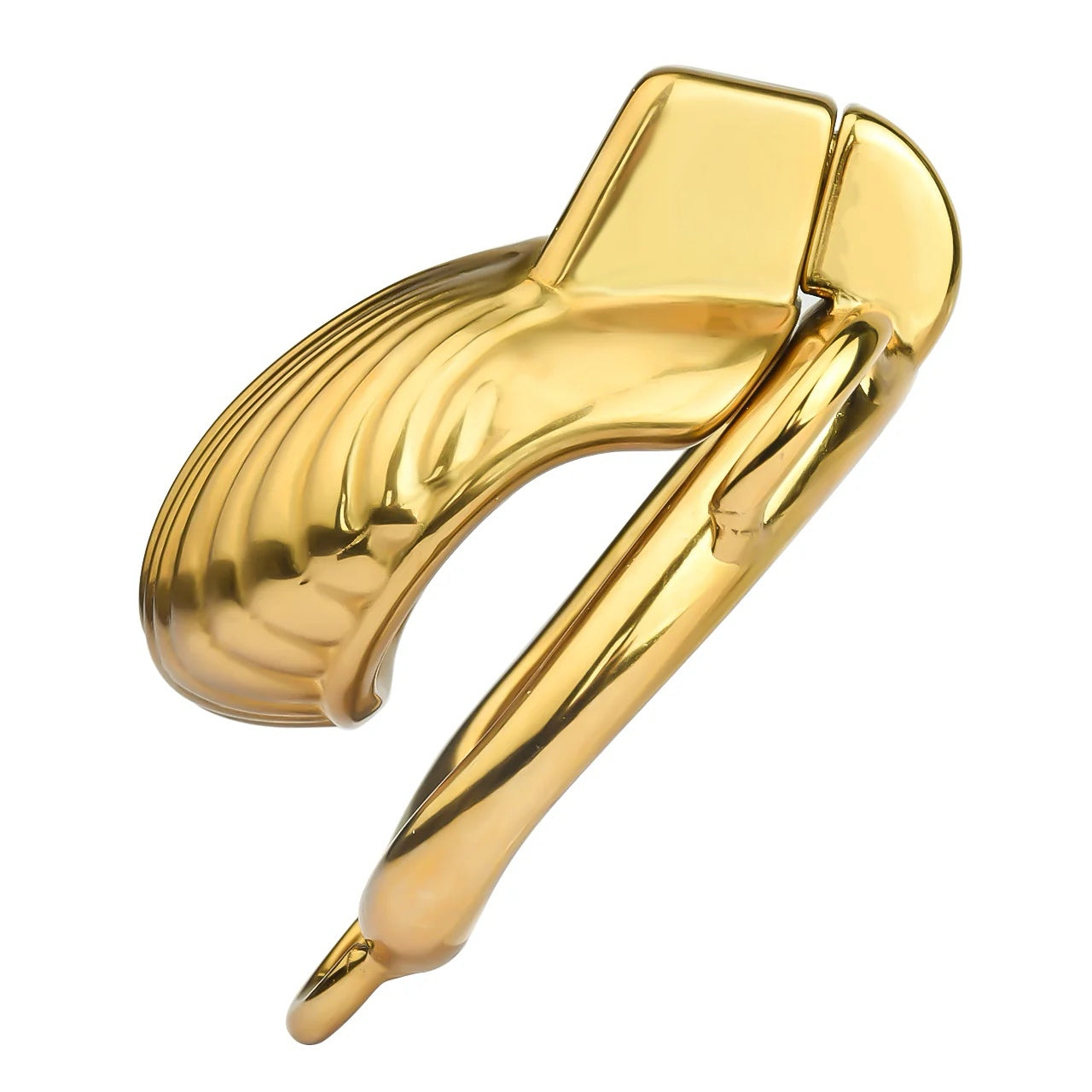 Metal Sea Shell Design Chastity Cage with Butt Plug