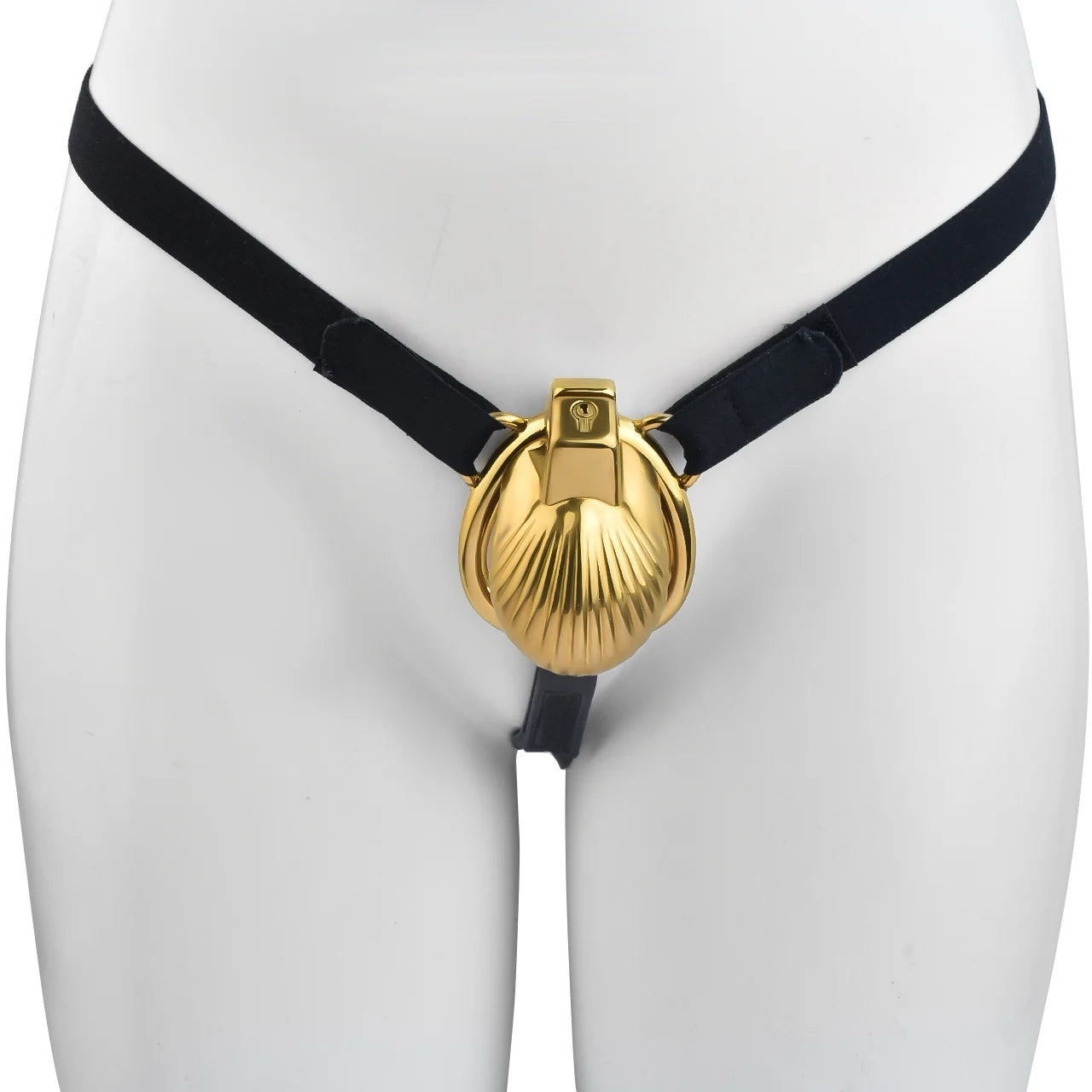 Metal Sea Shell Design Chastity Cage with Butt Plug