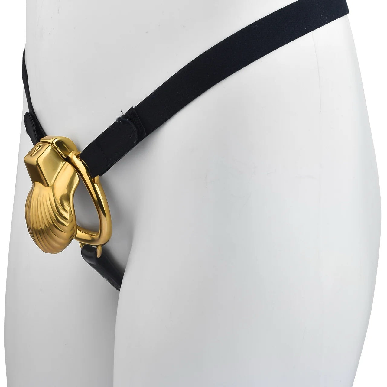 Metal Sea Shell Design Chastity Cage with Butt Plug