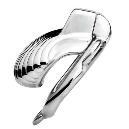 Metal Sea Shell Design Chastity Cage with Butt Plug