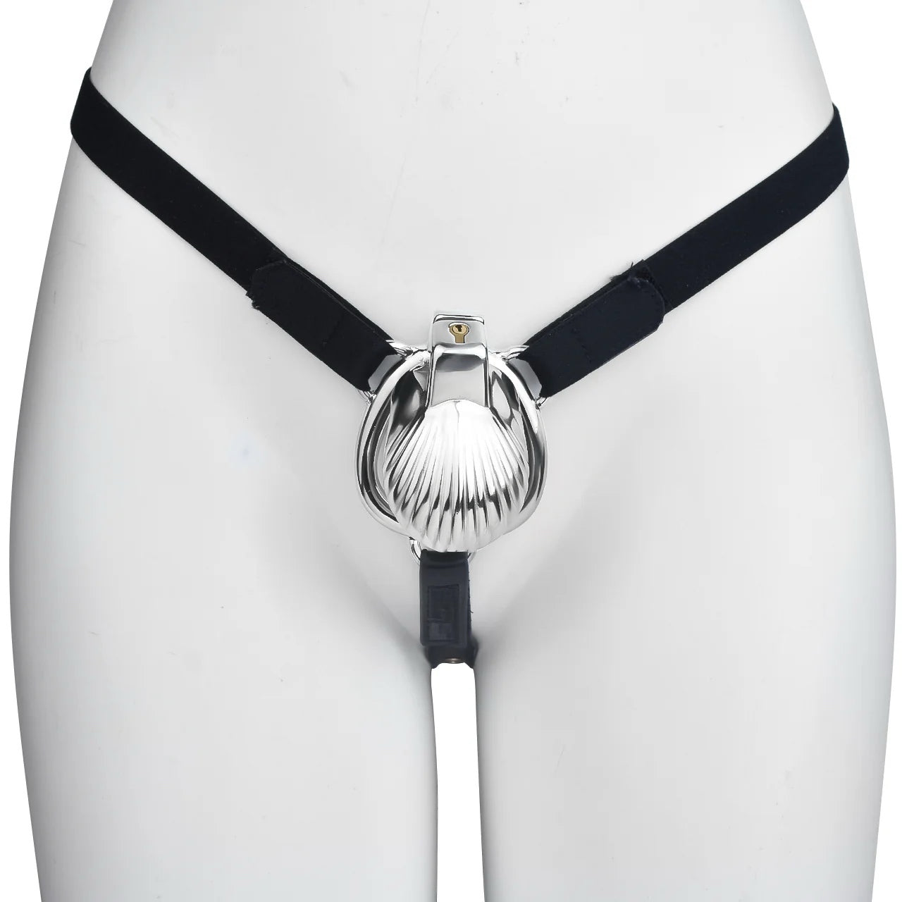 Metal Sea Shell Design Chastity Cage with Butt Plug