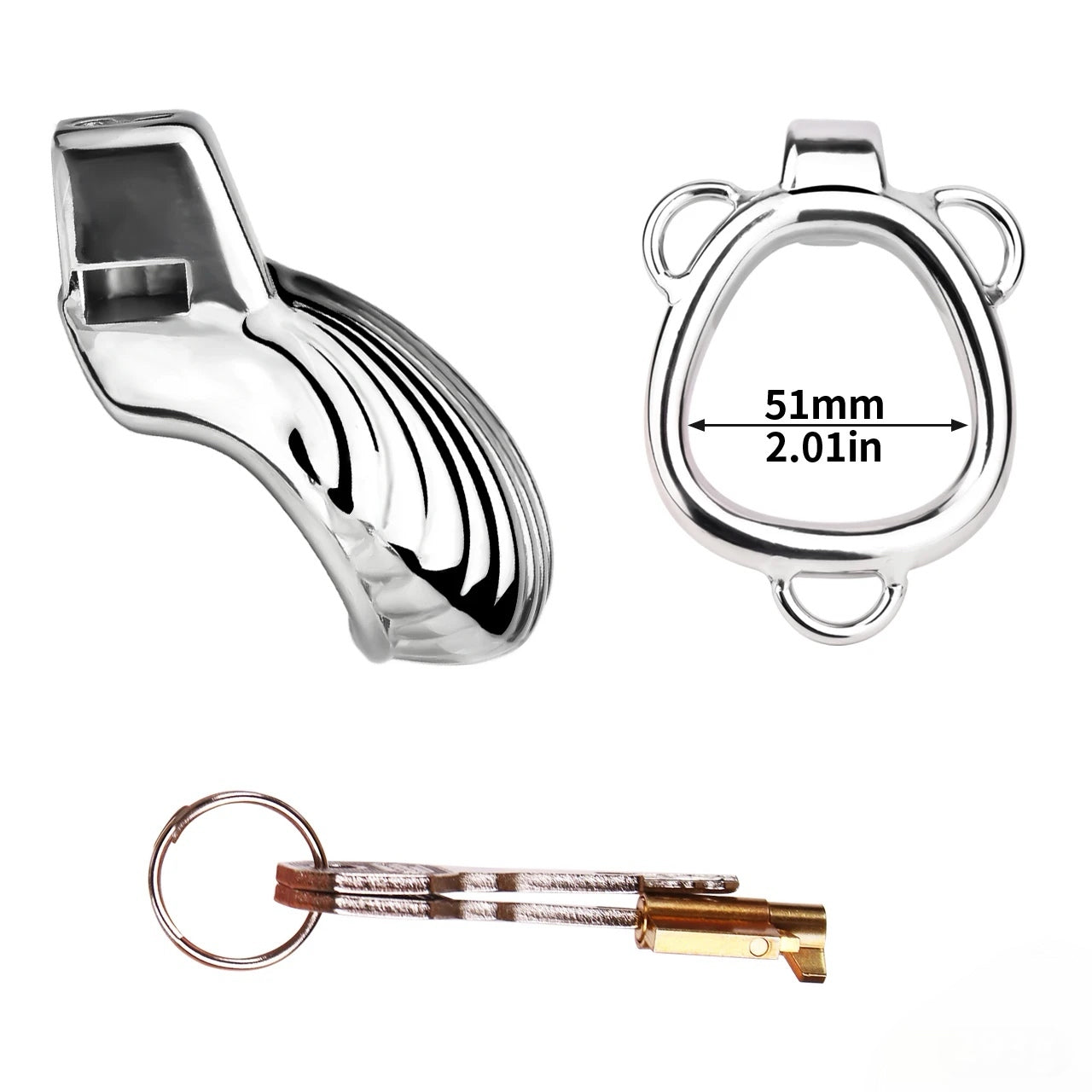 Metal Sea Shell Design Chastity Cage with Butt Plug