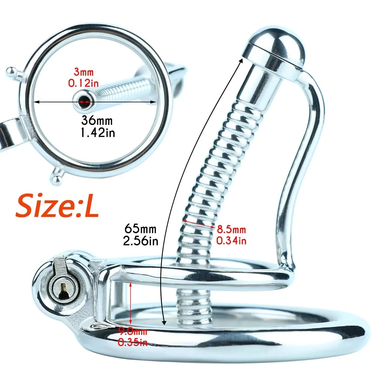 Stainless Steel Urethral Catheter Design Chastity Cage
