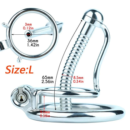 Stainless Steel Urethral Catheter Design Chastity Cage